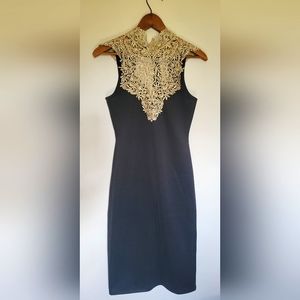 Black tie-back midi dress